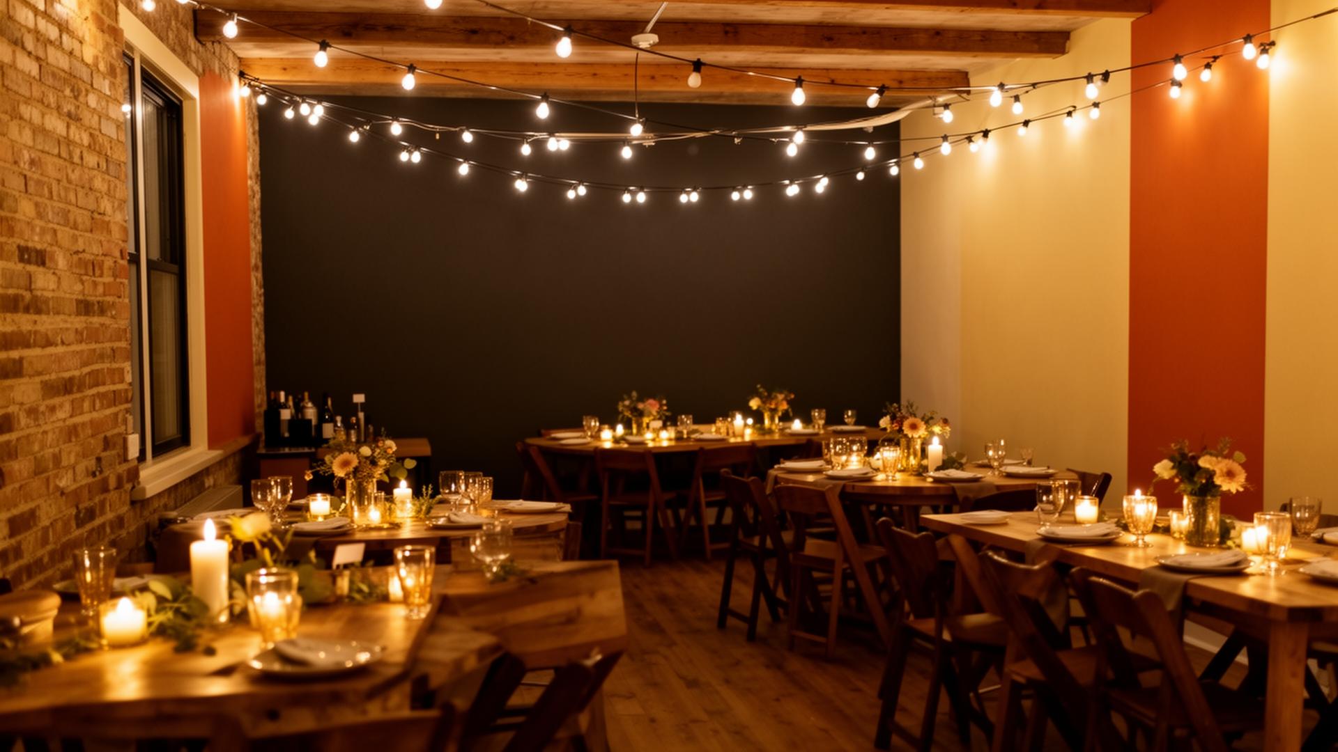 The warm interior of The Spot on 10th's event space